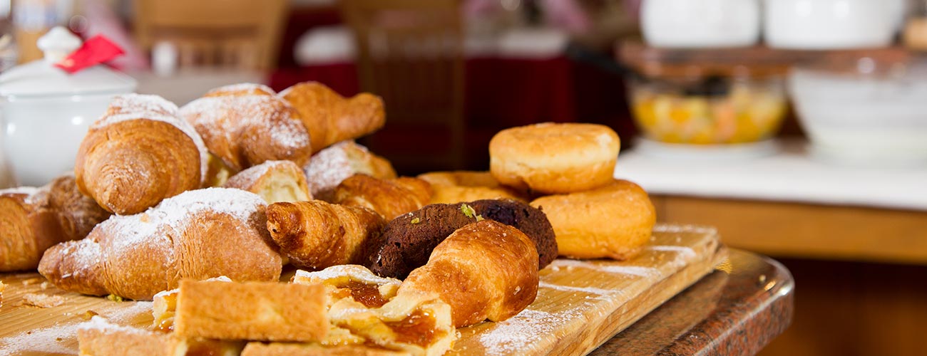 Pastries for breakfast in the Hotel Gran Mugon